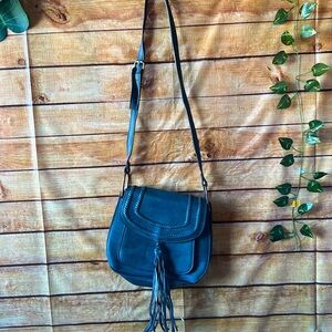 Franco Sarto Womens Faux Leather Satchel Purse Saddle Crossbody Bag teal